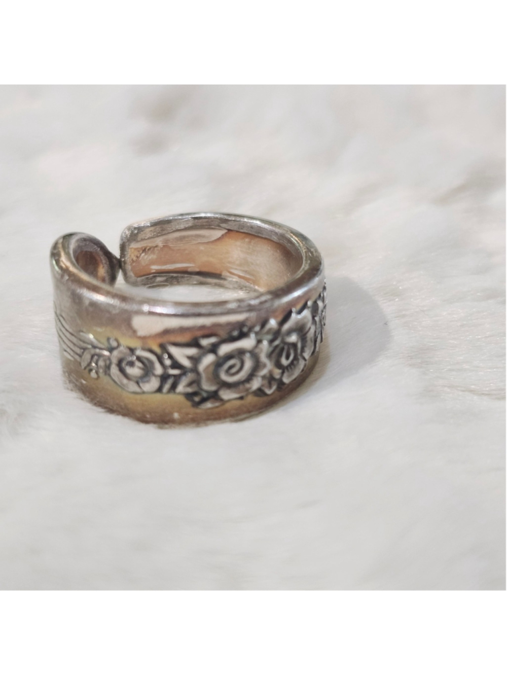 Aged Silverwear Ring Size 7 ONEIDA silverplate ROYAL ROSE - Picture 2 of 4